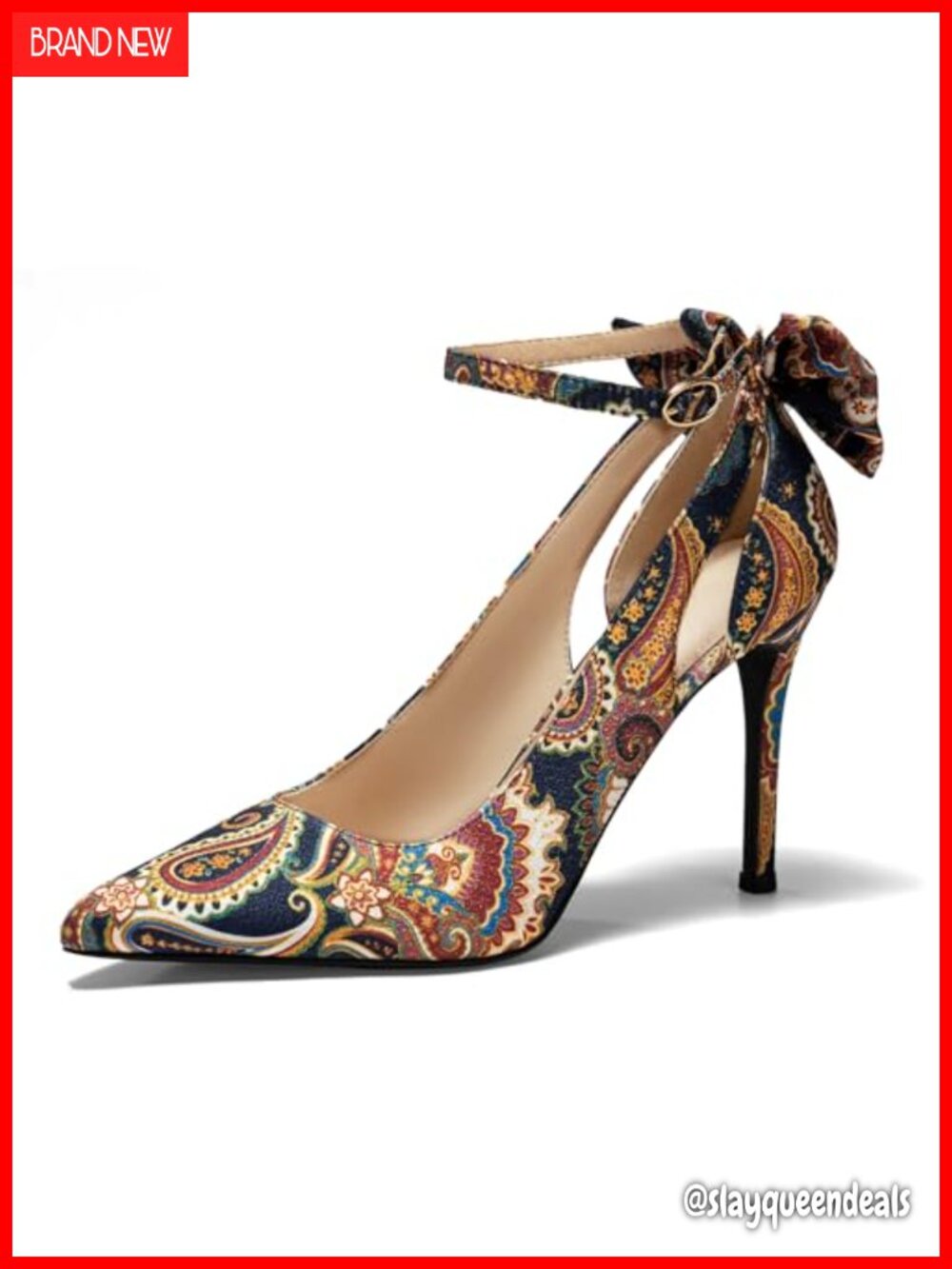 Women's Pointed Toe Bow Ankle Strap Stiletto High Heels Wedding Pumps